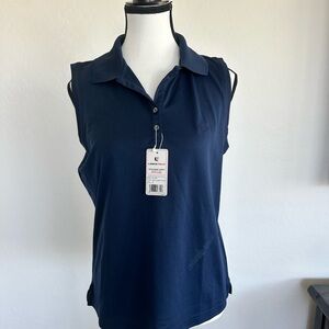 Women's Navy Sleeveless Polo Top